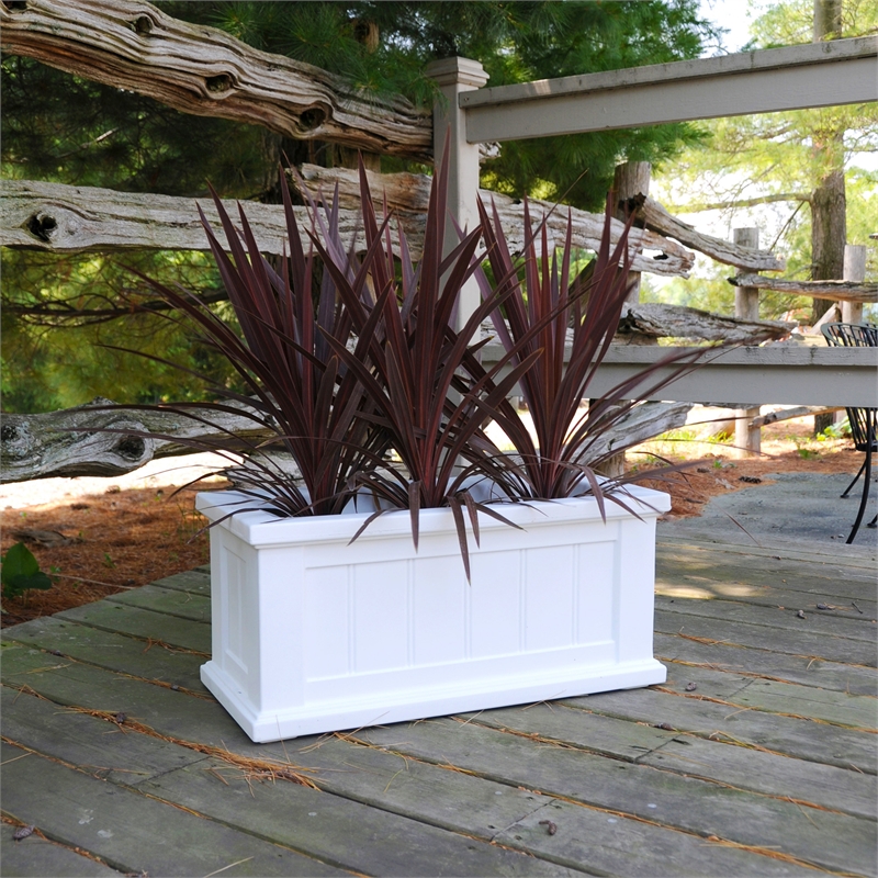 Mayne Cape Cod 24x11 Weatherproof Coastal Plastic Planter in White