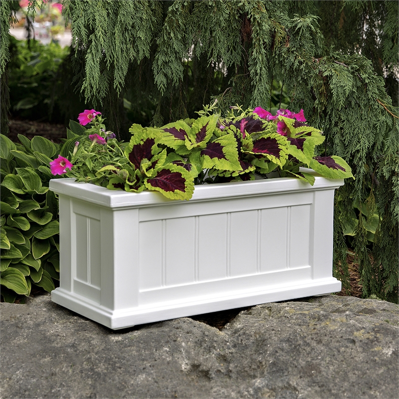 Mayne Cape Cod 24x11 Weatherproof Coastal Plastic Planter in White