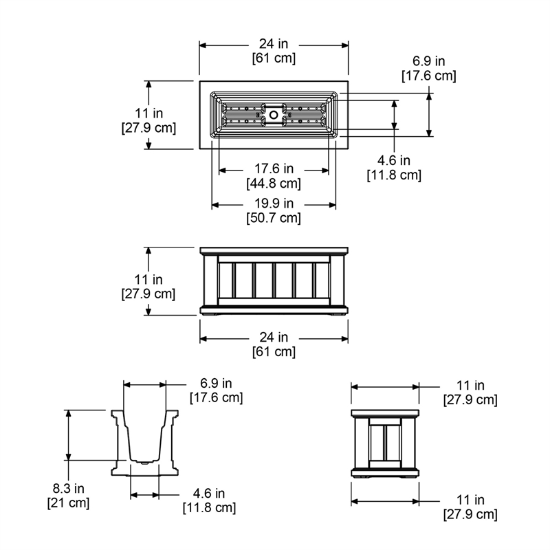 Mayne Cape Cod 24x11 Weatherproof Coastal Plastic Planter in White