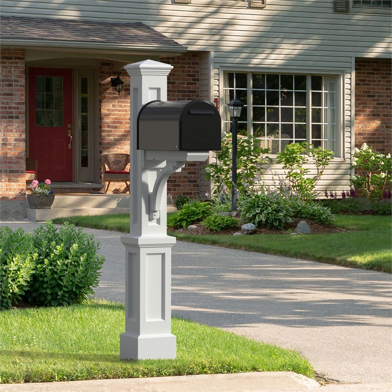 Mayne Newport Plus Weatherproof Traditional Plastic Mail Post in White