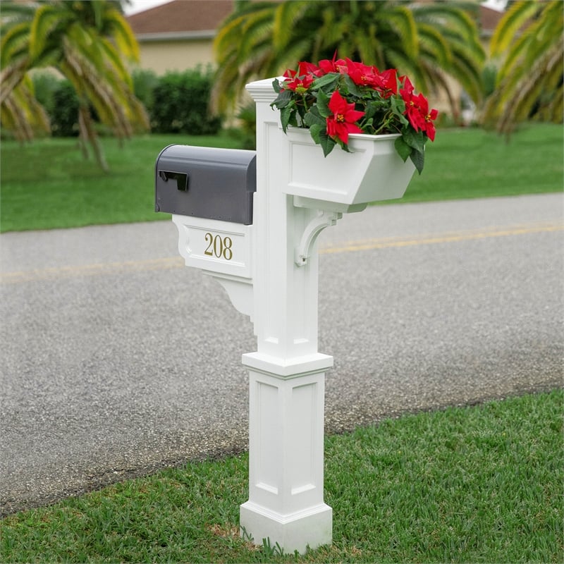 Mayne Signature Plus Weatherproof Traditional Plastic Mail Post in White