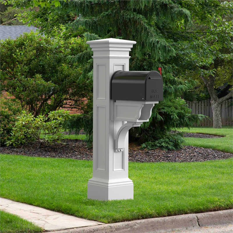 Mayne Liberty Weatherproof Traditional Plastic Mail Post in White