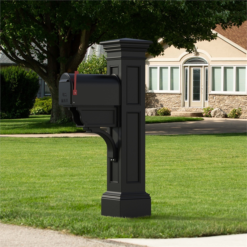 Mayne Liberty Weatherproof Traditional Plastic Mail Post in Black