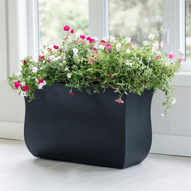 Mayne Valencia 36x16x22 Long Modern Plastic Planter in Black