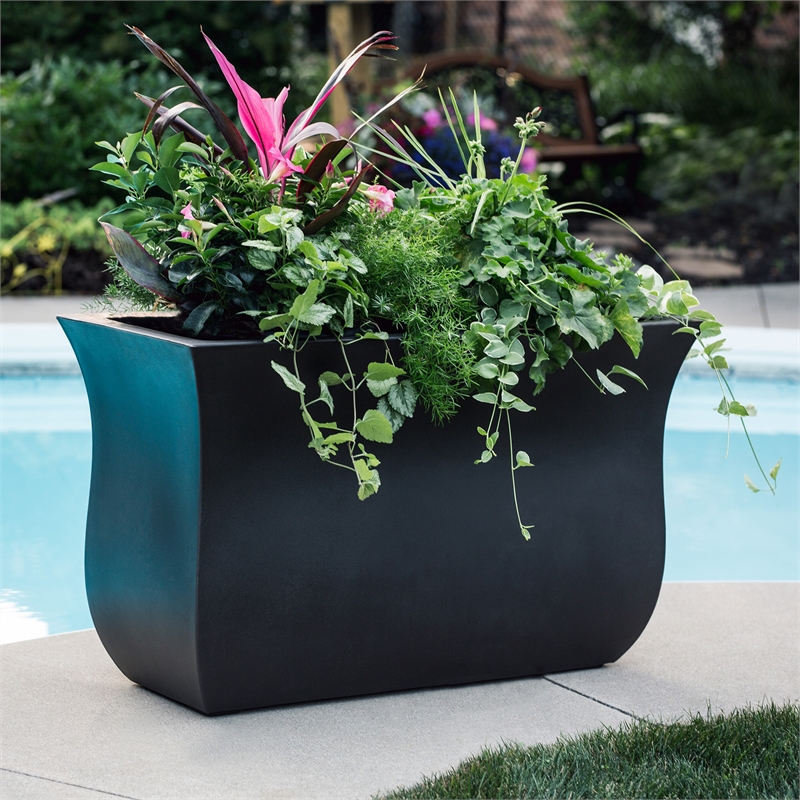Mayne Valencia 36x16x22 Long Modern Plastic Planter in Black