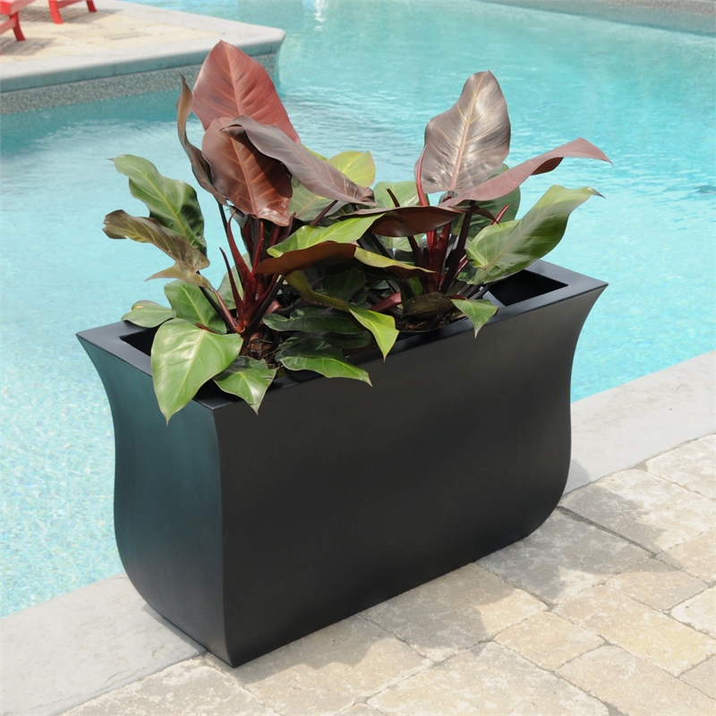 Mayne Valencia 36x16x22 Long Modern Plastic Planter in Black