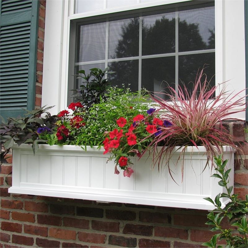 Mayne Cape Cod 4ft Weatherproof Coastal Plastic Window Box in White