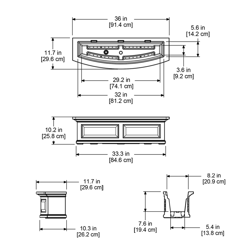 Mayne Nantucket 3ft Weatherproof Traditional Plastic Window Box in Black