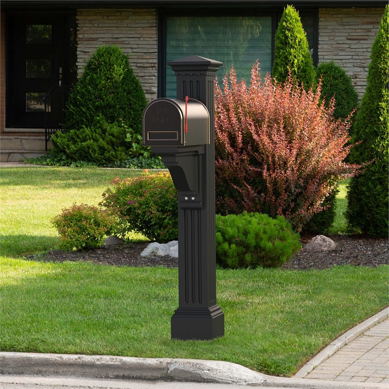 Mayne Manchester Weatherproof Traditional Plastic Mail Post in Black