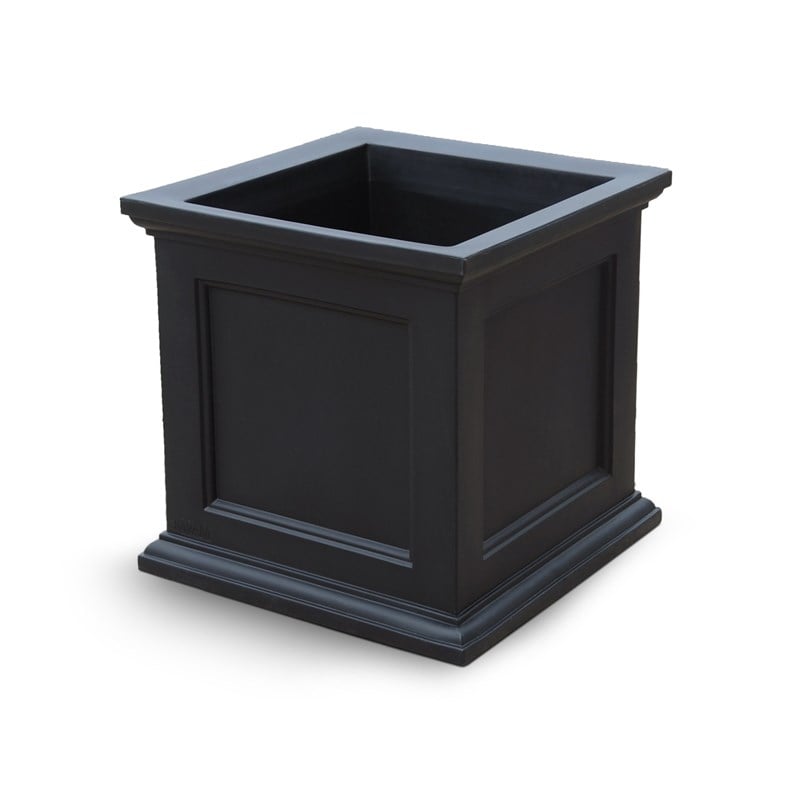 Mayne Fairfield 28x28 Square Traditional Plastic Planter in Black