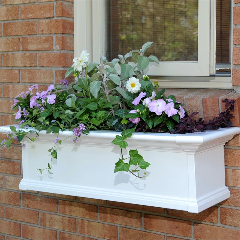 Mayne Yorkshire 3ft Weatherproof Traditional Vinyl Window Box in White ...