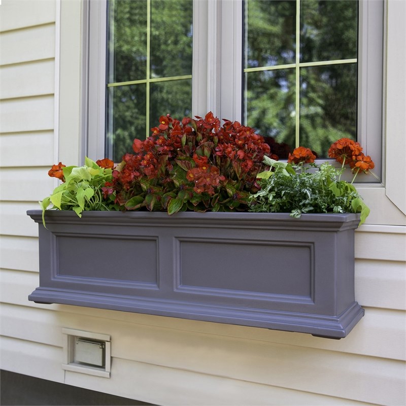 Mayne Fairfield 3ft Traditional Plastic Window Box in Graphite Gray