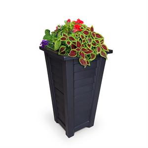 Mayne Lakeland 28&quot Tall Weatherproof Coastal Plastic Planter in Black