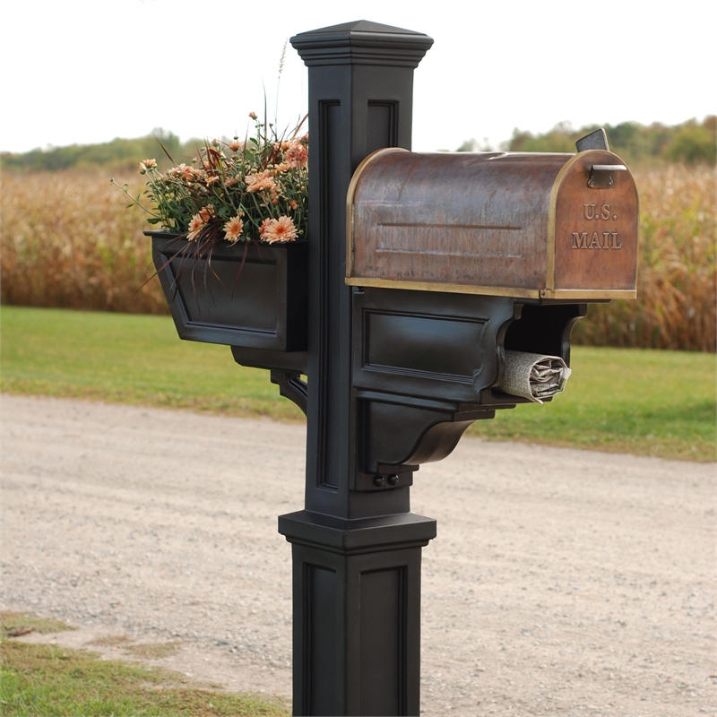 Mayne Signature Plus Weatherproof Traditional Plastic Mail Post in Black
