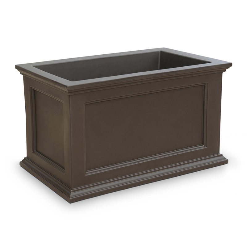 Mayne Fairfield 20x36 Weatherproof Traditional Plastic Planter in Espresso