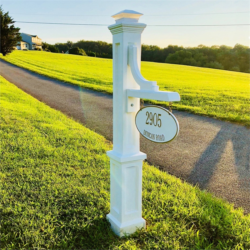 Mayne Woodhaven Traditional Plastic Address Sign Post in White