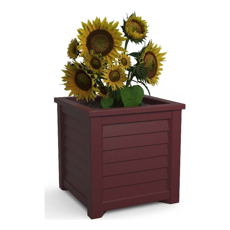 Mayne Lakeland 20x20 Coastal Polyethylene Resin Square Planter in Cranberry Red