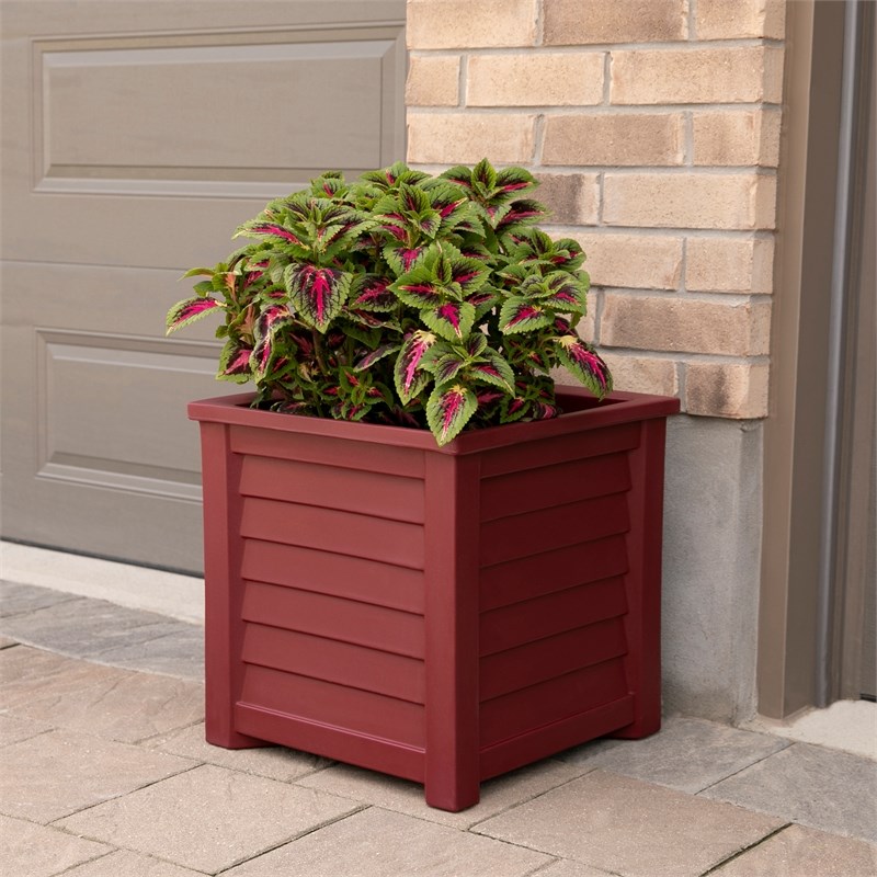 Mayne Lakeland 20x20 Coastal Polyethylene Resin Square Planter in Cranberry Red