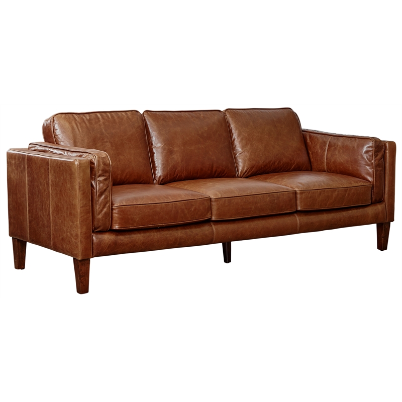 Lea Unlimited Berkley Vintage Leather, Brompton Brown Leather Sofa