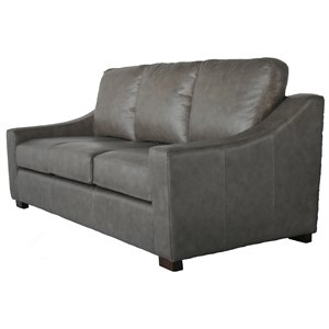 lea unlimited hampton traditional leather & plywood sofa in mushroom gray