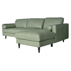 lea unlimited amara traditional leather right side facing chaise in kiwi green