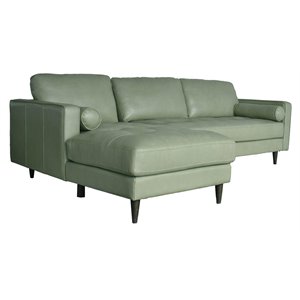 lea unlimited amara traditional leather left side facing chaise in kiwi green