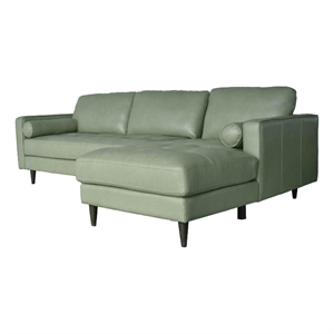 lea unlimited amara leather right chaise sectional in kiwi green