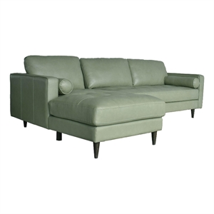 lea unlimited amara leather left chaise sectional in kiwi green