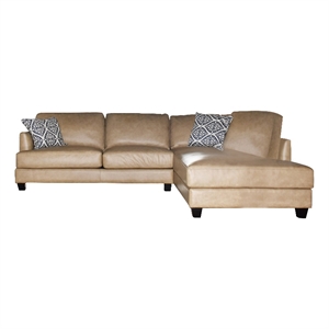 lea unlimited amara leather right chaise sectional in ecru beige