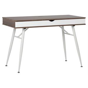 Calico Designs Alcove Wood Laptop Desk with Split Drawer in White/Chestnut