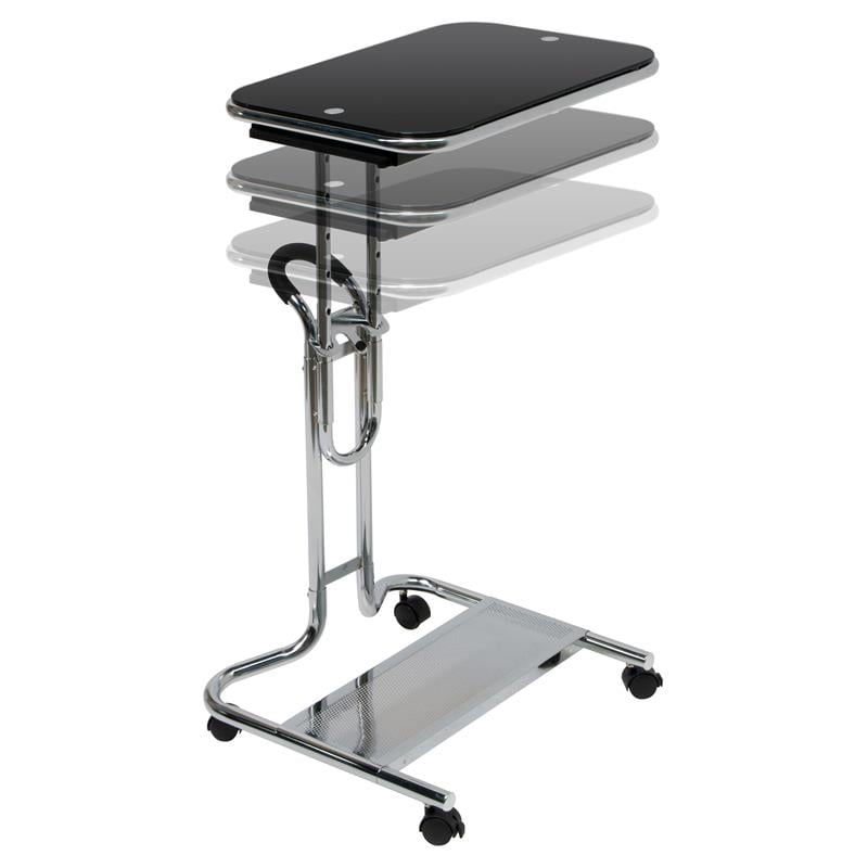 Calico Designs 51200 Laptop Cart With Mouse Tray in Chrome and Black Glass for sale online 