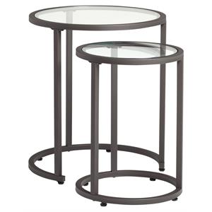 studio designs home camber 2-piece metal nesting end/side table set in clear