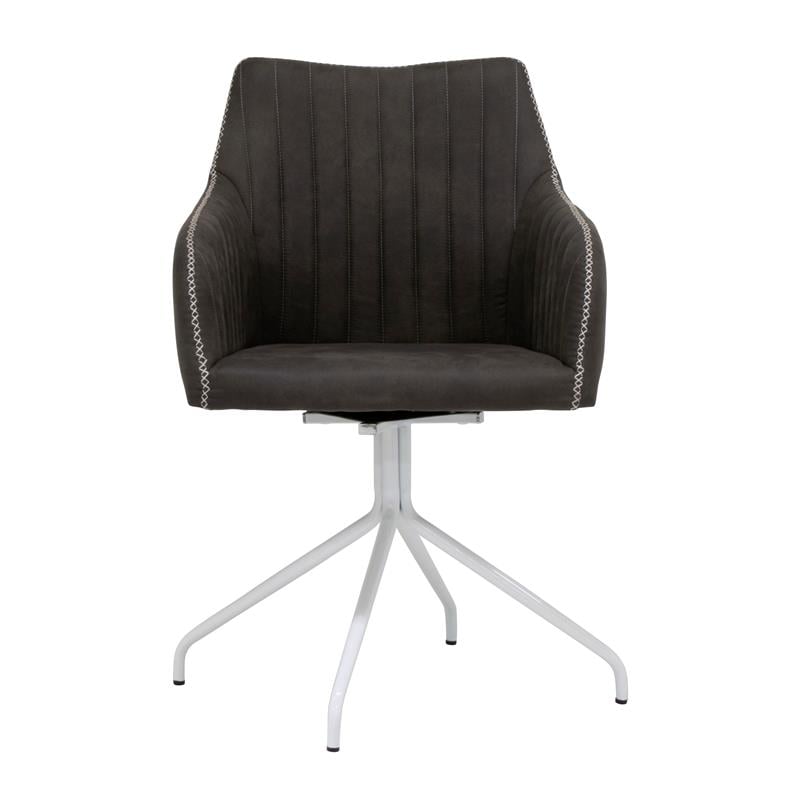 Calico Designs Adelaide Stainless Steel Swivel Accent Chair in White/Dark Gray