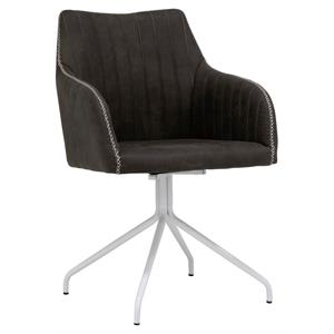 Calico Designs Adelaide Stainless Steel Swivel Accent Chair in White/Dark Gray