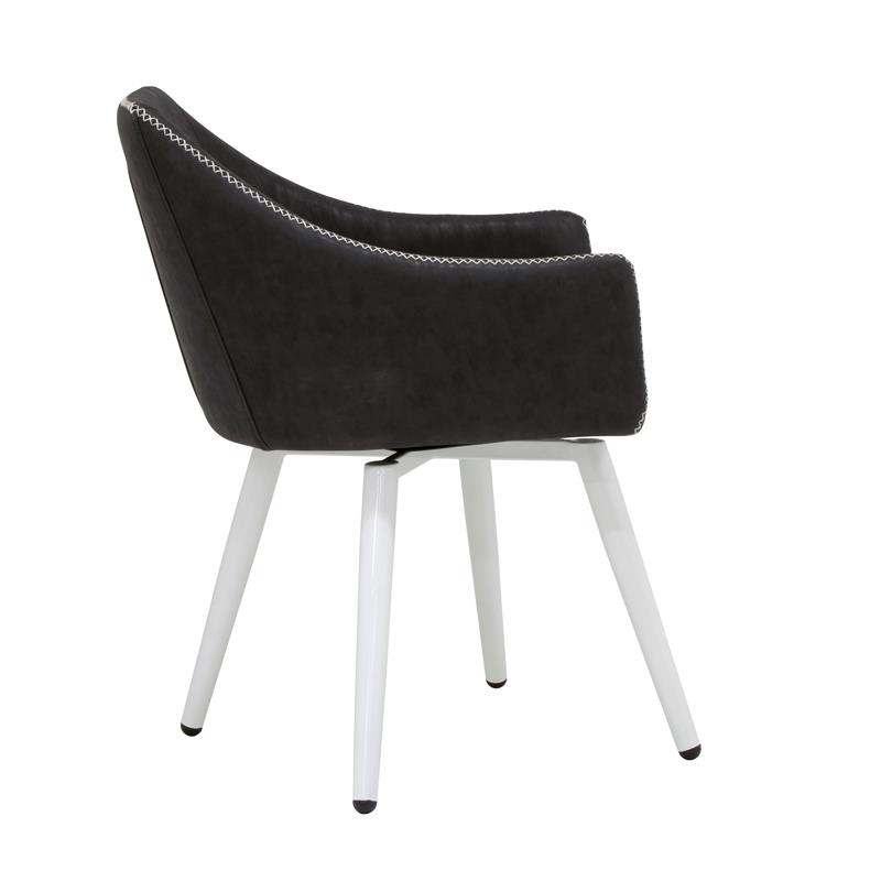 Calico Designs Sydney Stainless Steel Swivel Accent Chair in Patterned Dark Gray