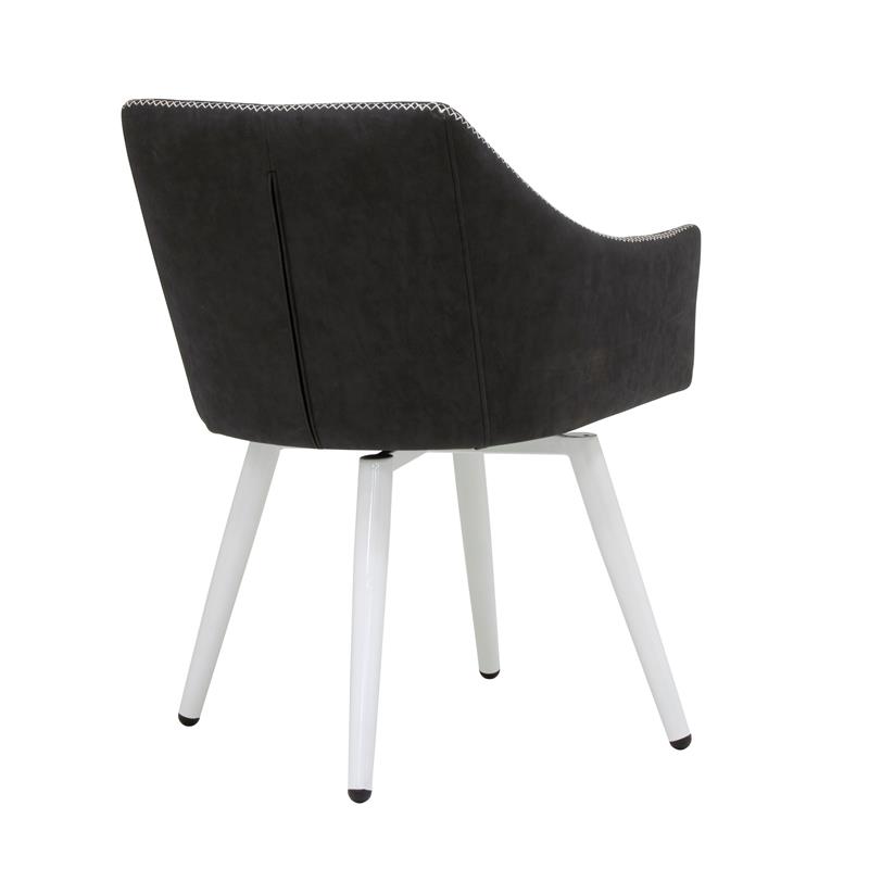 Calico Designs Sydney Stainless Steel Swivel Accent Chair in Patterned Dark Gray