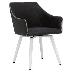 Calico Designs Sydney Stainless Steel Swivel Accent Chair in Patterned Dark Gray