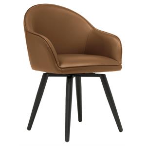 Studio Designs Home Dome Swivel Metal Accent Chair with Arms in Caramel Brown