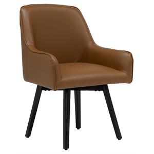 Studio Designs Home Spire Luxe Metal Swivel Accent Chair in Caramel Brown/Black