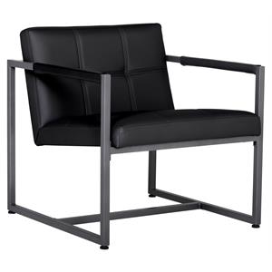 Studio Designs Home Camber Small Metal and Bonded Leather Accent Chair in Black