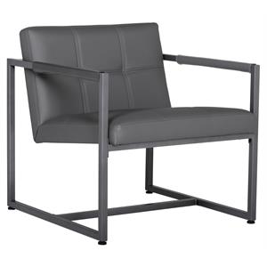 Studio Designs Home Camber Small Metal and Bonded Leather Accent Chair in Gray