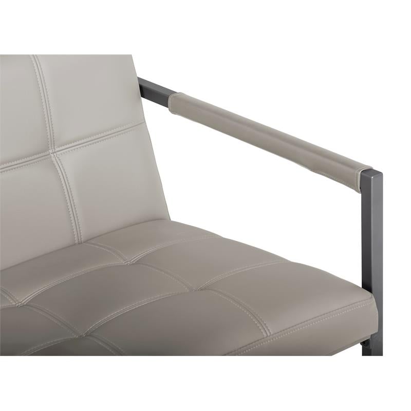 Studio Designs Home Camber Small Metal and Leather Accent Chair in Off White