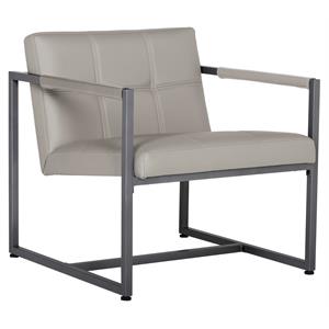 Studio Designs Home Camber Small Metal and Leather Accent Chair in Off White