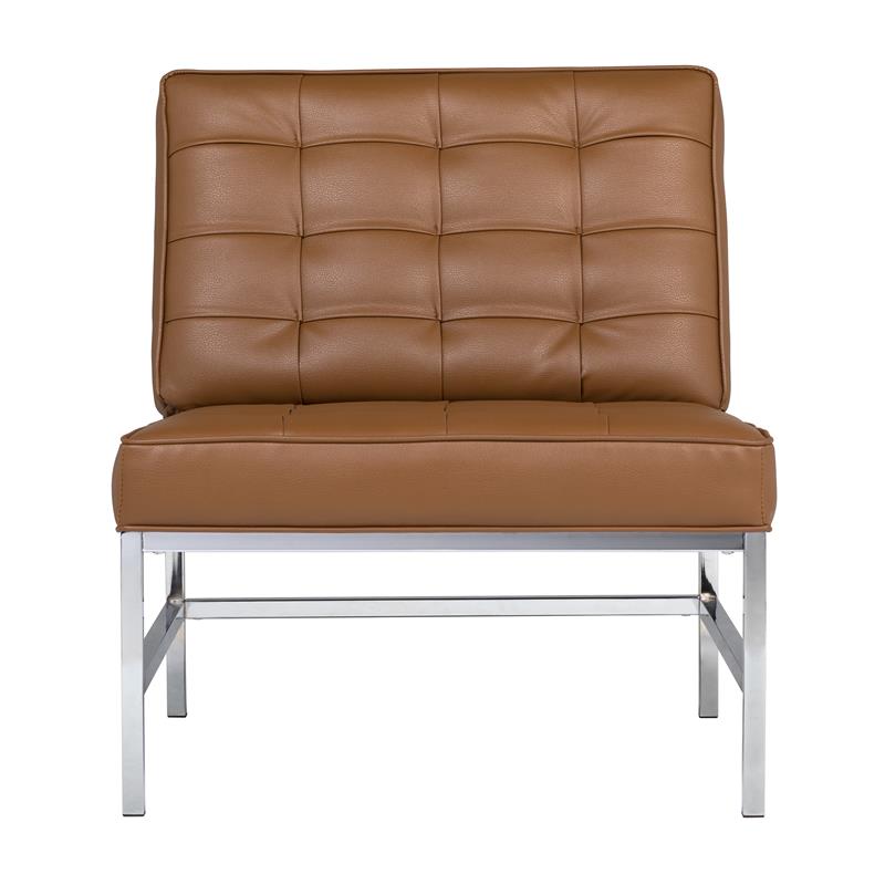 Studio Home Ashlar Bonded Leather Slipper Accent Chair in Caramel