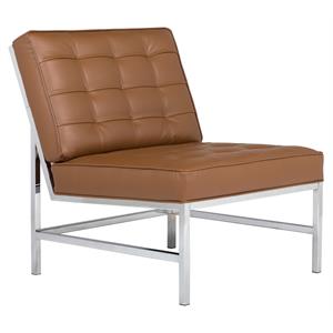 Studio Designs Home Ashlar Bonded Leather Slipper Accent Chair in Caramel/Chrome