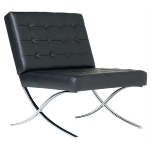 studio designs home atrium bonded leather and metal accent chair in chrome