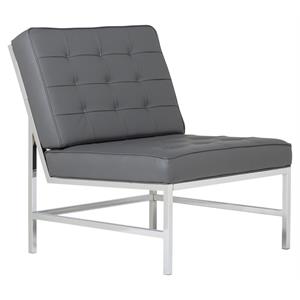 Studio Designs Home Ashlar Bonded Leather and Metal Accent Chair in Gray/Chrome