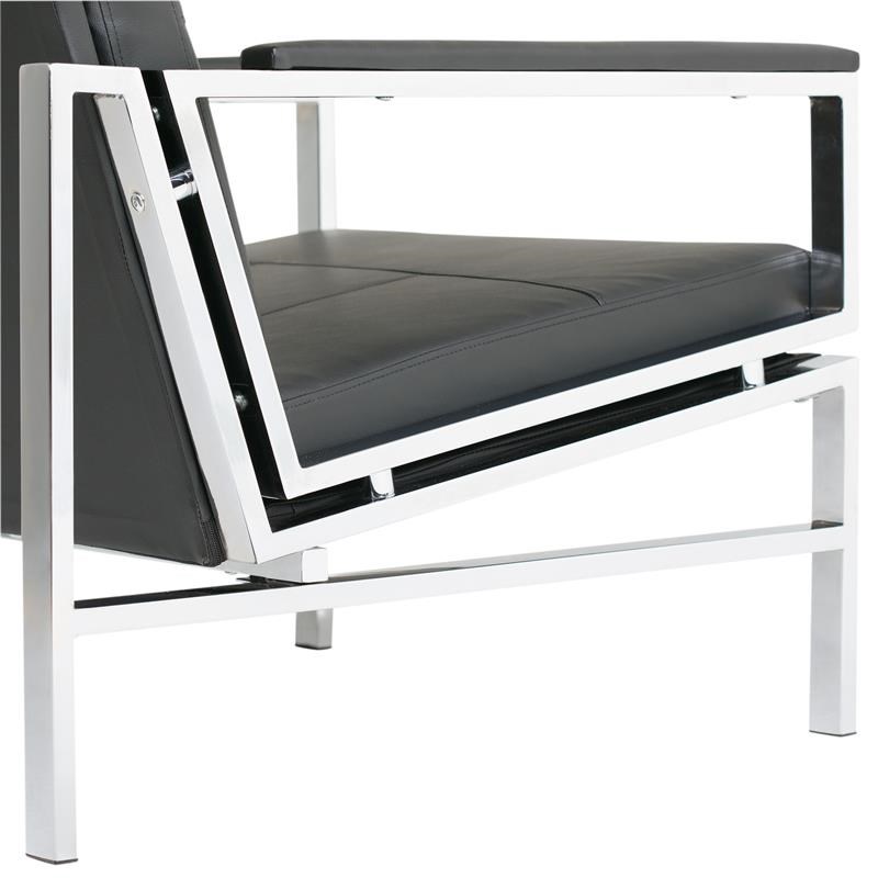 Studio Designs Home Atlas Bonded Leather and Metal Accent Chair in Black/Chrome