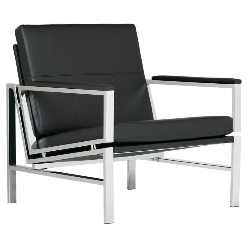 Studio Designs Home Atlas Bonded Leather and Metal Accent Chair in Black/Chrome