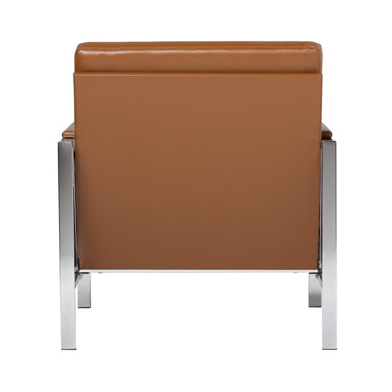 Studio Designs Home Atlas Leather and Metal Accent Chair in Caramel/Chrome